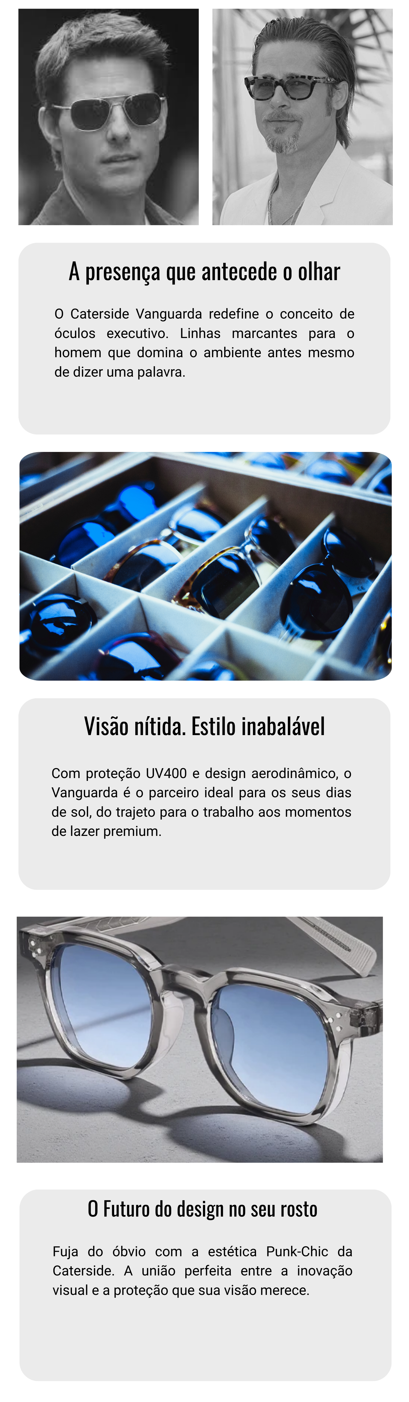 Óculos de Sol Executivo Caterside Vanguarda - Edição Blackout UV400